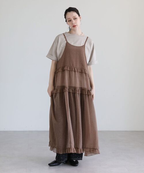 Petit fleur(プチフルール)の「・Petit Fleur シアーティアードキャミワンピ(ワンピース・レディース・ブラウン/アイボリー/ブラック・FREE)」の12枚目の写真