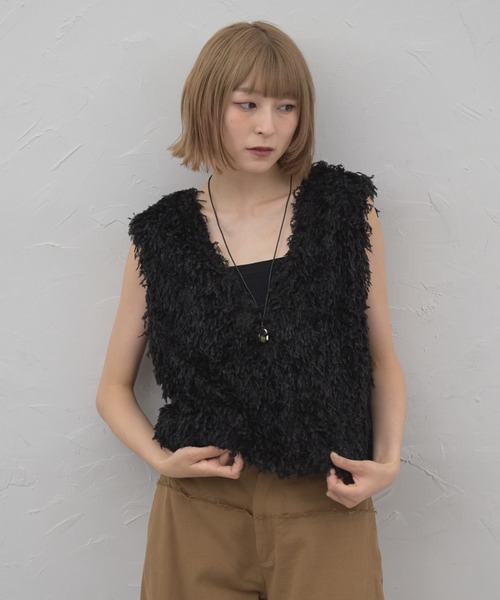 leimn(レイムン)の「フリンジ2WAYベスト(ベスト・レディース・グレー/アイボリー/ブラック・M)」の13枚目の写真