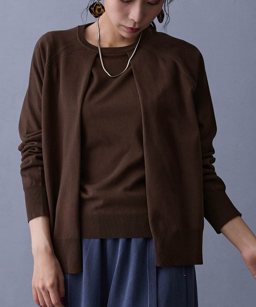 NICOLE white(ニコルホワイト)の「レイヤードニットプルオーバー(ニット/セーター・レディース・ネイビー/グレー/ブラウン/ボルドー・FREE)」の3枚目の写真