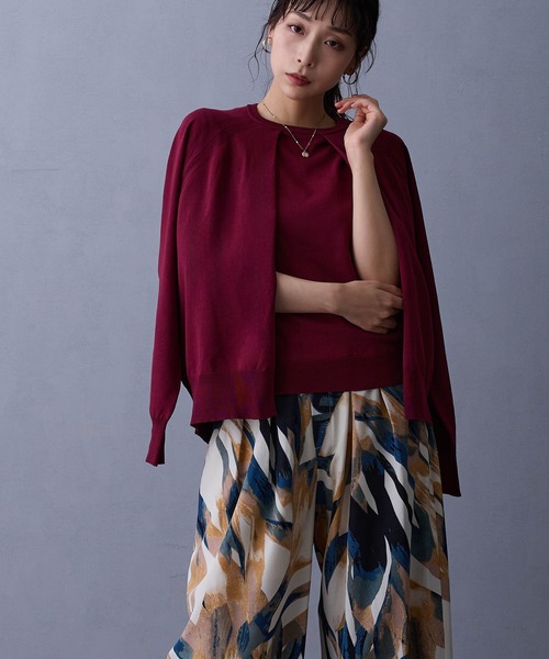 NICOLE white(ニコルホワイト)の「レイヤードニットプルオーバー(ニット/セーター・レディース・ネイビー/グレー/ブラウン/ボルドー・FREE)」の6枚目の写真