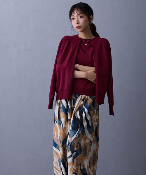 NICOLE white(ニコルホワイト)の「レイヤードニットプルオーバー(ニット/セーター・レディース・ネイビー/グレー/ブラウン/ボルドー・FREE)」の7枚目の写真