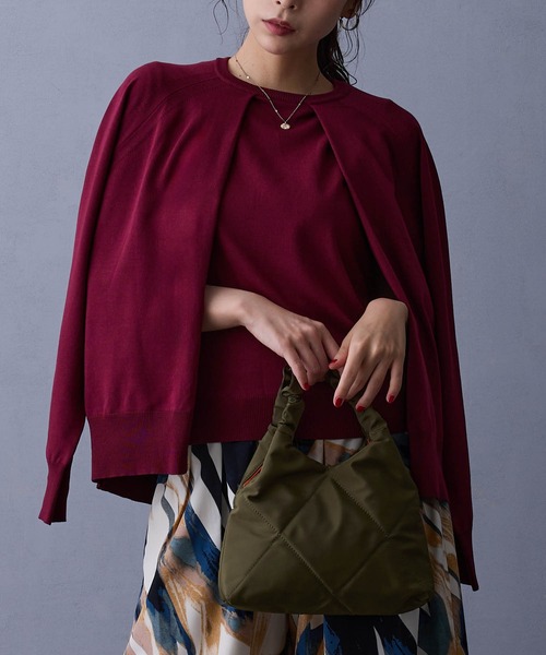 NICOLE white(ニコルホワイト)の「レイヤードニットプルオーバー(ニット/セーター・レディース・ネイビー/グレー/ブラウン/ボルドー・FREE)」の8枚目の写真