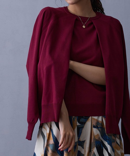 NICOLE white(ニコルホワイト)の「レイヤードニットプルオーバー(ニット/セーター・レディース・ネイビー/グレー/ブラウン/ボルドー・FREE)」の9枚目の写真