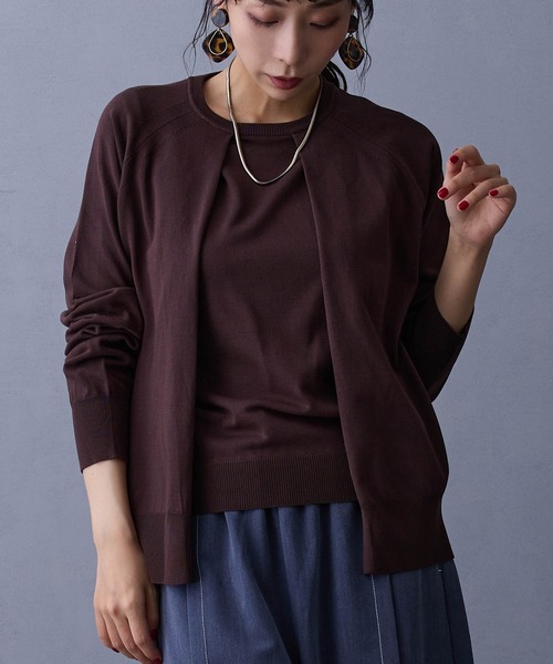 NICOLE white(ニコルホワイト)の「レイヤードニットプルオーバー(ニット/セーター・レディース・ネイビー/グレー/ブラウン/ボルドー・FREE)」の16枚目の写真