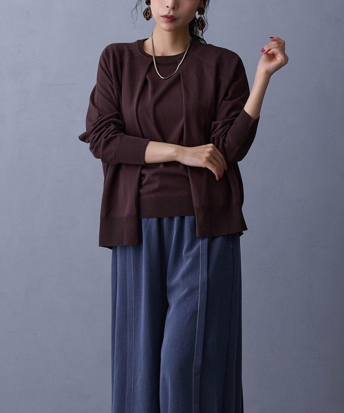 NICOLE white(ニコルホワイト)の「レイヤードニットプルオーバー(ニット/セーター・レディース・ネイビー/グレー/ブラウン/ボルドー・FREE)」の18枚目の写真