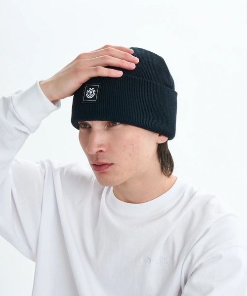 ELEMENT（エレメント）の「ELEMENT メンズ HIGH ICON BEANIE ビーニー 【2025年秋冬モデル】/エレメントロゴワッペンワンポイントニットキャップ・ビーニー（ニットキャップ/ビーニー・メンズ・ベージュ/ブラック/レッド系その他/ホワイト・FREE）」の7枚目の写真