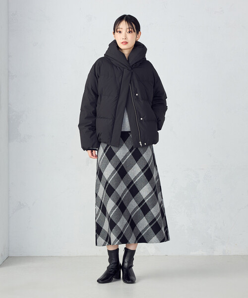 COMME CA ISM（コムサイズム）の「チェック柄　ニットスカート / セットアップ対応（スカート・レディース・ブラック/グレー・LARGE/MEDIUM）」の5枚目の写真