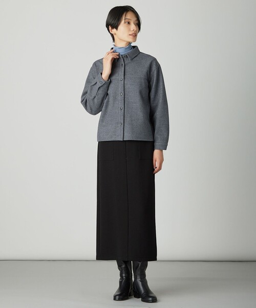 J.PRESS Ladies(J.プレス レディス)の「メルトンジャージー シャツ(シャツ/ブラウス・レディース・ベージュ系/オレンジ系/ライトグレー系・SMALL)」の7枚目の写真