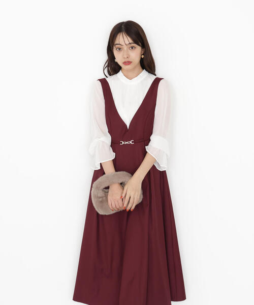 PROPORTION BODY DRESSING(プロポーションボディドレッシング)の「タックフレアージャンスカ / 1215240916(ワンピース・レディース・ダークグレー/ボルドー/ブラウン・MEDIUM/P/S)」の18枚目の写真