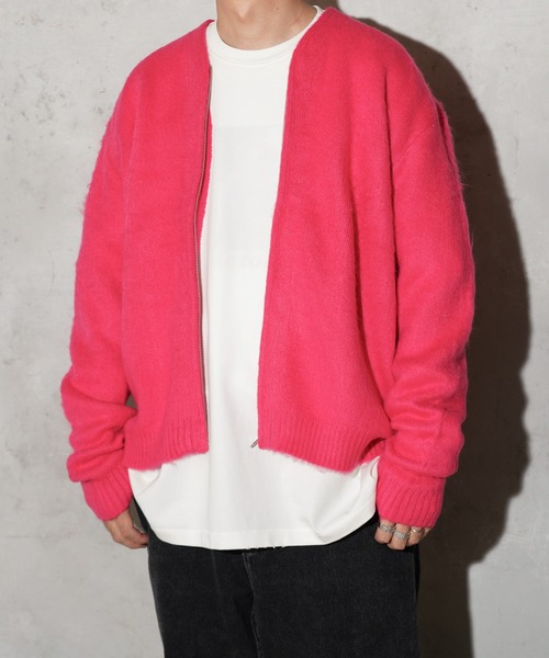 セール】TOWNCRAFT / タウンクラフト SOLID SHAGGY ZIP CARDIGAN 無地