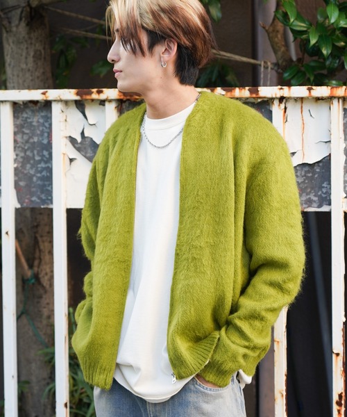TOWNCRAFT / タウンクラフト SOLID SHAGGY ZIP CARDIGAN 無地 ソリッド