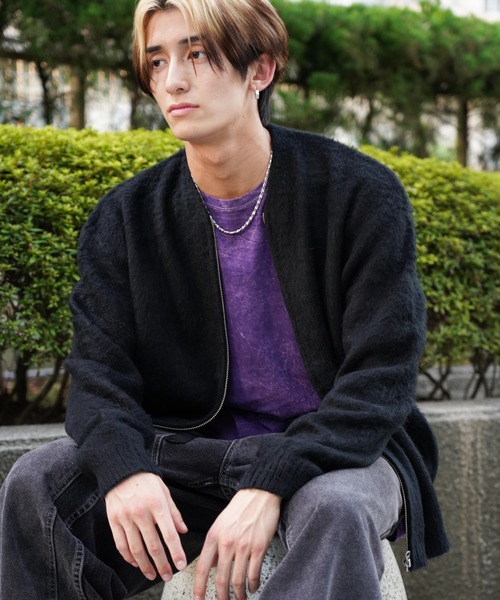 TOWNCRAFT / タウンクラフト SOLID SHAGGY ZIP CARDIGAN 無地 ソリッド