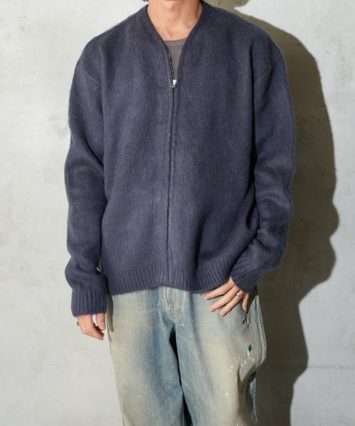 TOWNCRAFT(タウンクラフト)の「TOWNCRAFT / タウンクラフト SOLID SHAGGY ZIP CARDIGAN 無地 ソリッド シャギー ジップアップ カーディガン モヘアタッチカーディガンモヘアタッチ(カーディガン/ボレロ・メンズ・ネイビー/グリーン/ブラック/チャコールグレー/ヘザーグレー/ピンク・X-SMALL/MEDIUM/LARGE)」の7枚目の写真