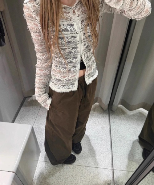 VIBGYOR（ヴィブジョー）の「【LAMPOON】ボーダーレースジップパーカー（パーカー・レディース・ホワイト・MEDIUM/SMALL/LARGE）」の4枚目の写真