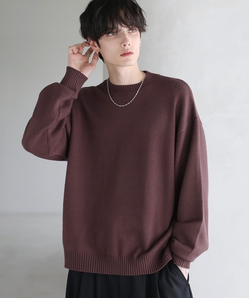 ETELIO(エテリオ)の「【マシンウォッシャブル】リラックスフィットシルキータッチもちもちニット(ニット/セーター・メンズ・アイボリー/チャコール/ブラウン/ブルー/ワイン/ブラック・L/XL/M/S)」の5枚目の写真