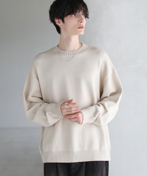 ETELIO(エテリオ)の「【マシンウォッシャブル】リラックスフィットシルキータッチもちもちニット(ニット/セーター・メンズ・アイボリー/チャコール/ブラウン/ブルー/ワイン/ブラック・L/XL/M/S)」の8枚目の写真