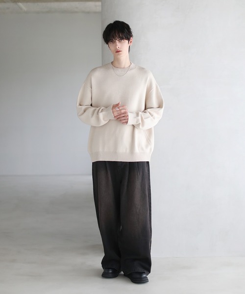 ETELIO(エテリオ)の「【マシンウォッシャブル】リラックスフィットシルキータッチもちもちニット(ニット/セーター・メンズ・アイボリー/チャコール/ブラウン/ブルー/ワイン/ブラック・L/XL/M/S)」の11枚目の写真