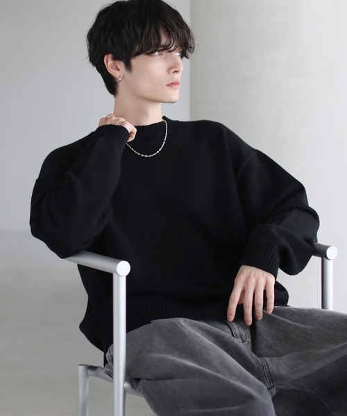 ETELIO(エテリオ)の「【マシンウォッシャブル】リラックスフィットシルキータッチもちもちニット(ニット/セーター・メンズ・アイボリー/チャコール/ブラウン/ブルー/ワイン/ブラック・L/XL/M/S)」の20枚目の写真