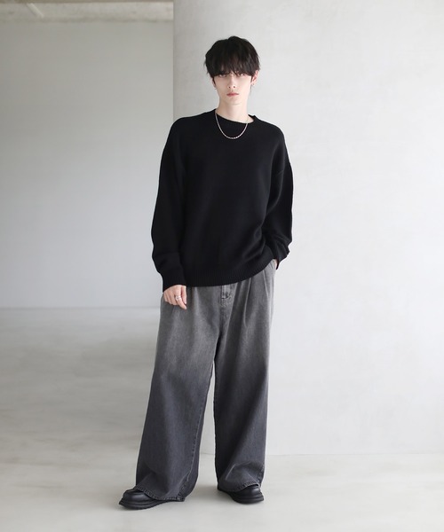 ETELIO(エテリオ)の「【マシンウォッシャブル】リラックスフィットシルキータッチもちもちニット(ニット/セーター・メンズ・アイボリー/チャコール/ブラウン/ブルー/ワイン/ブラック・L/XL/M/S)」の21枚目の写真