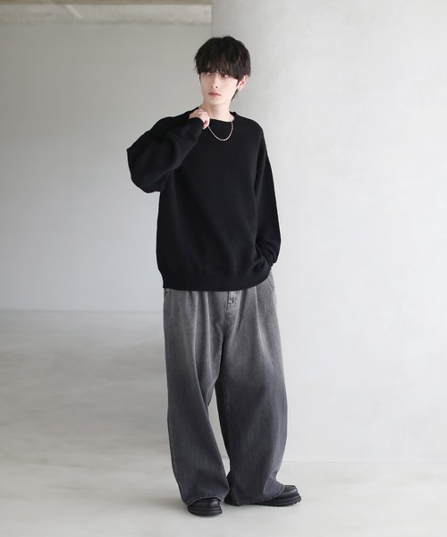 ETELIO(エテリオ)の「【マシンウォッシャブル】リラックスフィットシルキータッチもちもちニット(ニット/セーター・メンズ・アイボリー/チャコール/ブラウン/ブルー/ワイン/ブラック・L/XL/M/S)」の22枚目の写真