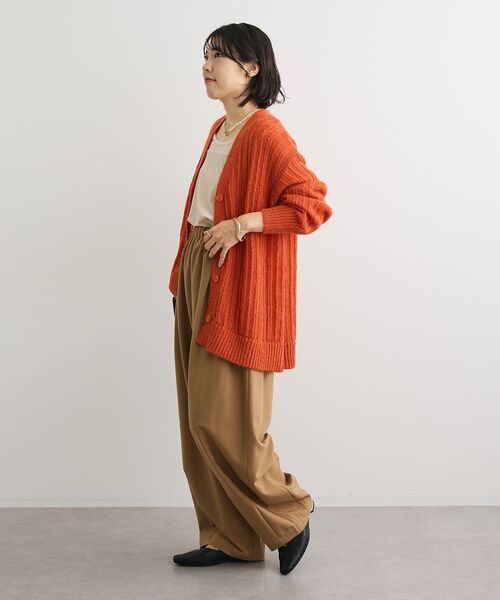 Green　Parks（グリーンパークス）の「シアーニットVネックカーディガン（カーディガン/ボレロ・レディース・オフホワイト/グレー/グリーン/オレンジ・FREE）」の10枚目の写真