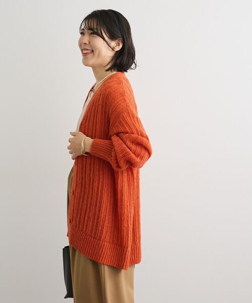 Green　Parks（グリーンパークス）の「シアーニットVネックカーディガン（カーディガン/ボレロ・レディース・オフホワイト/グレー/グリーン/オレンジ・FREE）」の13枚目の写真