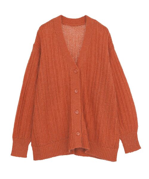 Green　Parks（グリーンパークス）の「シアーニットVネックカーディガン（カーディガン/ボレロ・レディース・オフホワイト/グレー/グリーン/オレンジ・FREE）」の15枚目の写真