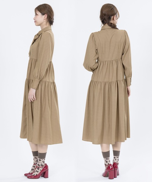 新品タグ付き♡マックスマーラ シャツワンピース 千鳥格子 リボン 4.4万円 セール】シャツリボン ワンピース（シャツワンピース）｜MARY QUANT