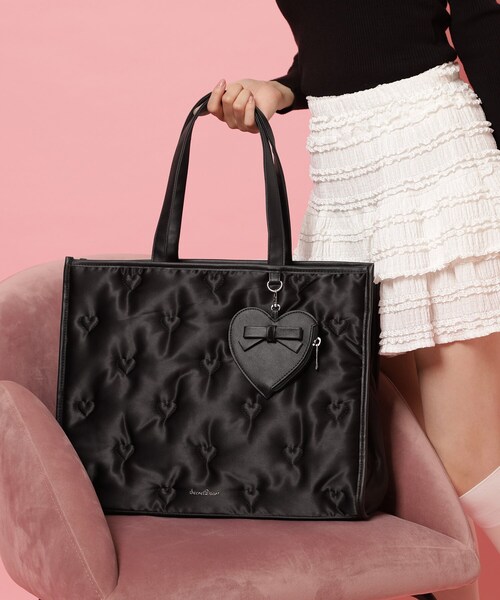 Ober Tashe(オーバータッシェ)の「【新生活・新学期】ハートモチーフトートバッグ(トートバッグ・レディース・グレー/ブラック/ピンク系・FREE)」の2枚目の写真