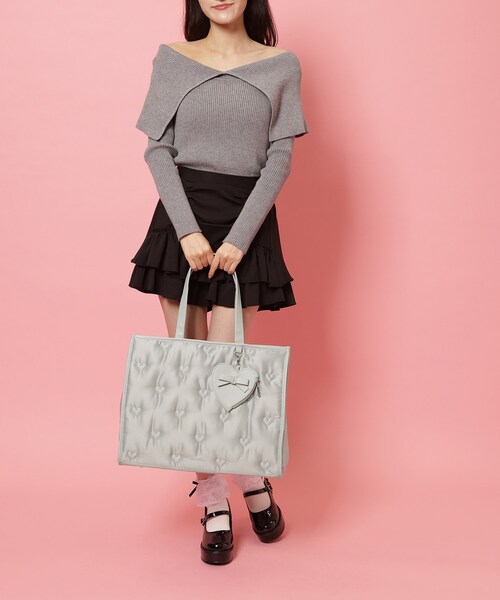 Ober Tashe(オーバータッシェ)の「【新生活・新学期】ハートモチーフトートバッグ(トートバッグ・レディース・グレー/ブラック/ピンク系・FREE)」の22枚目の写真