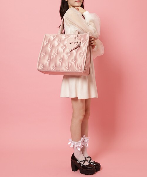 Ober Tashe(オーバータッシェ)の「【新生活・新学期】ハートモチーフトートバッグ(トートバッグ・レディース・グレー/ブラック/ピンク系・FREE)」の4枚目の写真