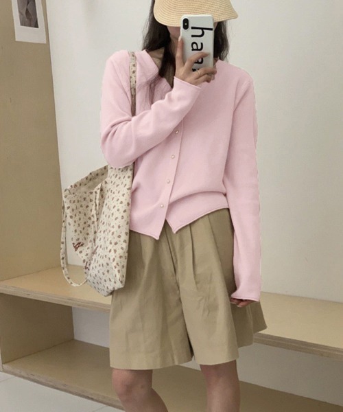 Miniministore(ミニミニストア)の「Vネック ニットカーディガン韓国風ニット(ニット/セーター・レディース・ブラック/アイボリー/ホワイト/ピンク/ミント・FREE)」の12枚目の写真