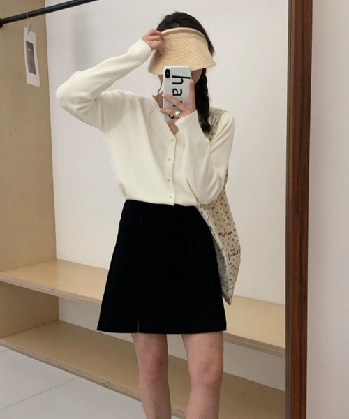 Miniministore(ミニミニストア)の「Vネック ニットカーディガン韓国風ニット(ニット/セーター・レディース・ブラック/アイボリー/ホワイト/ピンク/ミント・FREE)」の21枚目の写真
