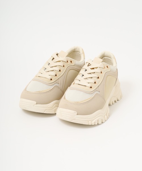 LOVEHUNTER(ラブハンター)の「LOVEHUNTER+ メタリックポイントカラー 厚底メッシュスニーカー(スニーカー・レディース・ベージュ/ブラック/ホワイト・L/LL/3L/4L/S/M)」の19枚目の写真