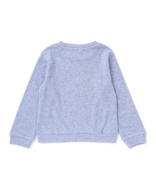 BeBe（ベベ）の「ラメテレコレースモチーフロゴプルオーバー（ニット/セーター・キッズ・ブルー/ベージュ・130cm/120cm/150cm/140cm/110cm）」の3枚目の写真