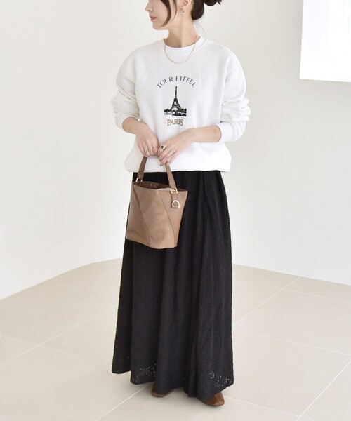 quaranciel:〈洗濯機可能〉フラワー レース フレア スカート（スカート