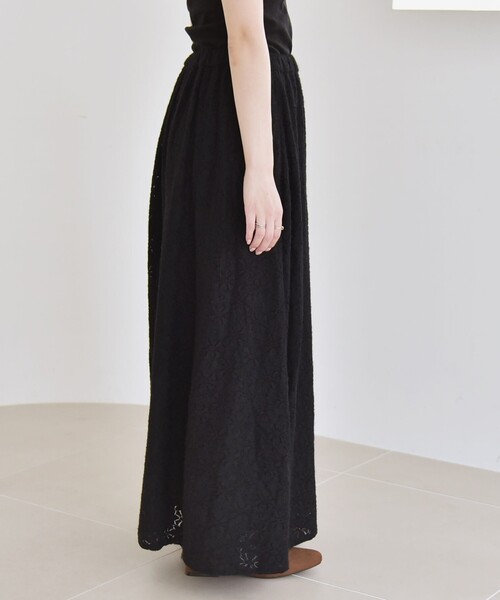 セール】quaranciel:〈洗濯機可能〉フラワー レース フレア スカート