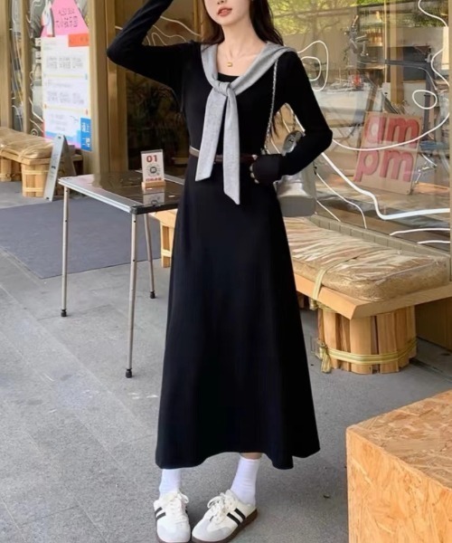 Mejoul(メジュール)の「リボンフードスウェットロングワンピース(ワンピース・レディース・ブラック・M/L)」の6枚目の写真
