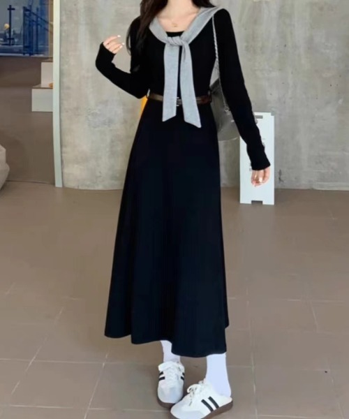 Mejoul(メジュール)の「リボンフードスウェットロングワンピース(ワンピース・レディース・ブラック・M/L)」の7枚目の写真