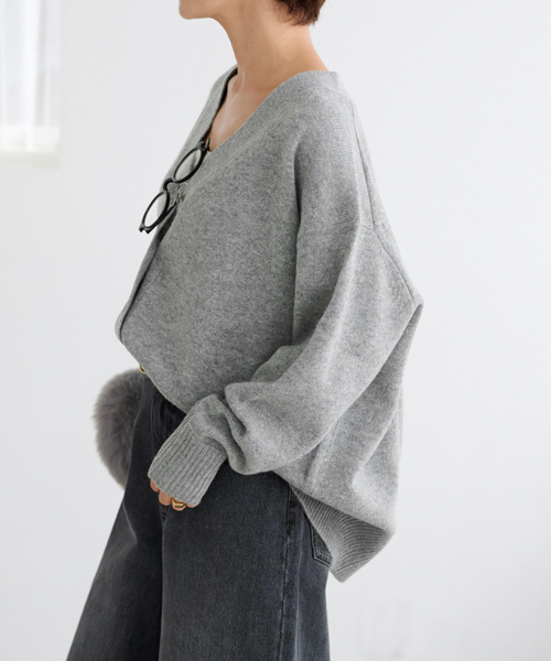 ジャーナルスタンダードレリューム　24AWハミルトンウールVカーディガン　グレー JOURNAL STANDARD relume（ジャーナルスタンダード レリューム）の