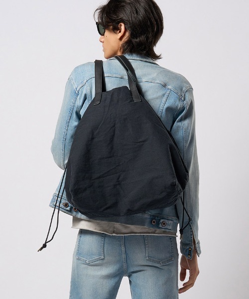 wjk(ダヴルジェイケイ)の「mko13195- vintage drawstring tote bag トートバッグ(8985 co31h)(トートバッグ・メンズ・ブラック/ベージュ系その他・FREE)」の8枚目の写真