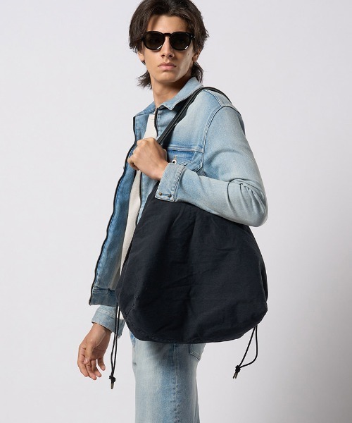 wjk(ダヴルジェイケイ)の「mko13195- vintage drawstring tote bag トートバッグ(8985 co31h)(トートバッグ・メンズ・ブラック/ベージュ系その他・FREE)」の9枚目の写真