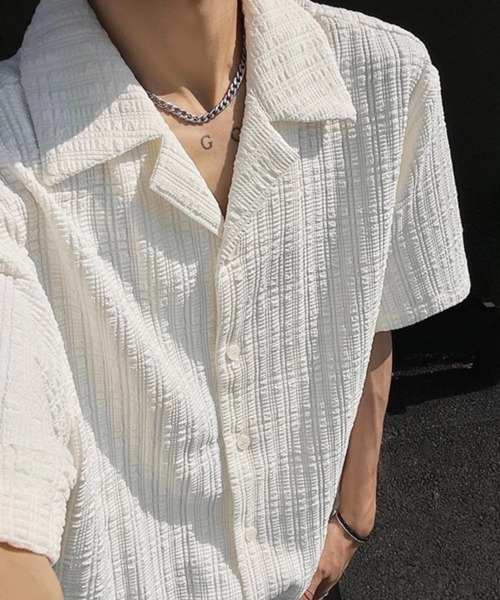 NOWLE(ノウル)の「【NOWLE】リラックスフィット シアサッカーライク オープンカラー 半袖シャツ(シャツ/ブラウス・メンズ・ホワイト/ブラック・MEDIUM/LARGE/X-LARGE)」の11枚目の写真