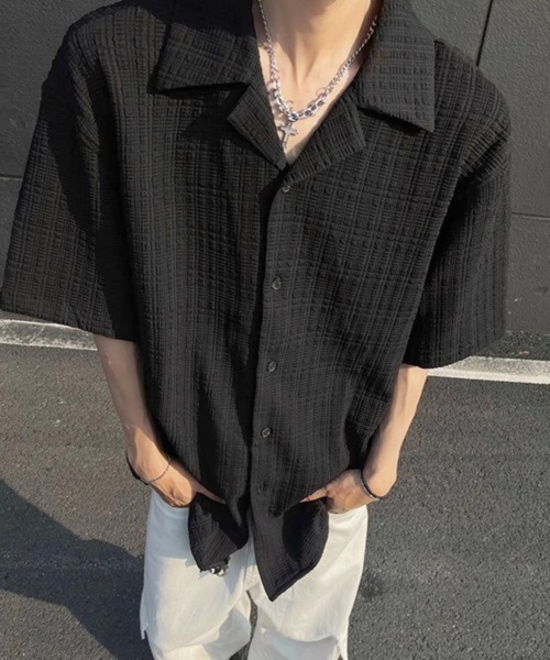 NOWLE(ノウル)の「【NOWLE】リラックスフィット シアサッカーライク オープンカラー 半袖シャツ(シャツ/ブラウス・メンズ・ホワイト/ブラック・MEDIUM/LARGE/X-LARGE)」の19枚目の写真