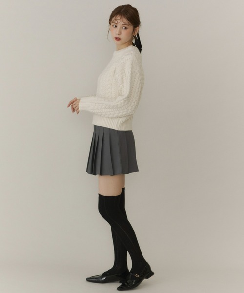 Olu.（オルドット）の「クルーネックケーブルニット（ニット/セーター・レディース・イエロー/ネイビー/レッド/アイボリー/ブルーグレー/グレー・FREE）」の14枚目の写真