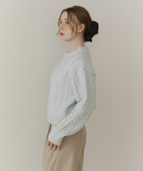 Olu.（オルドット）の「クルーネックケーブルニット（ニット/セーター・レディース・イエロー/ネイビー/レッド/アイボリー/ブルーグレー/グレー・FREE）」の16枚目の写真
