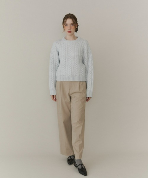 Olu.（オルドット）の「クルーネックケーブルニット（ニット/セーター・レディース・イエロー/ネイビー/レッド/アイボリー/ブルーグレー/グレー・FREE）」の18枚目の写真