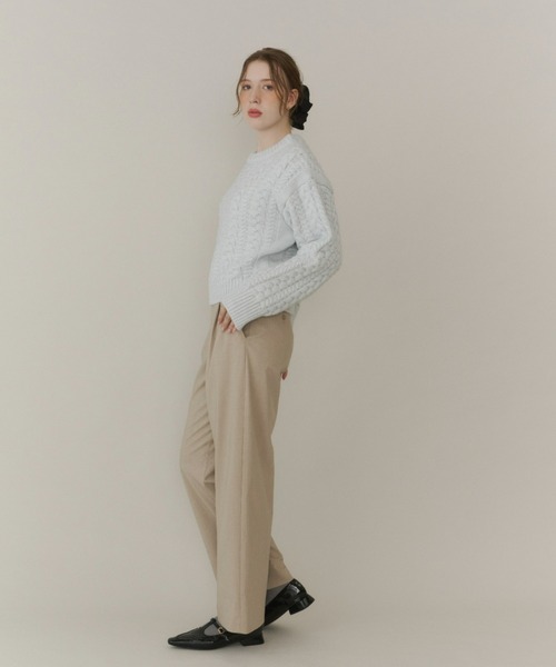 Olu.（オルドット）の「クルーネックケーブルニット（ニット/セーター・レディース・イエロー/ネイビー/レッド/アイボリー/ブルーグレー/グレー・FREE）」の19枚目の写真