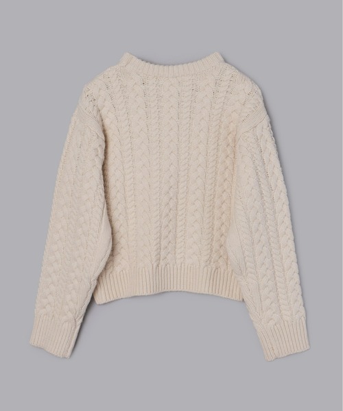 Olu.（オルドット）の「クルーネックケーブルニット（ニット/セーター・レディース・イエロー/ネイビー/レッド/アイボリー/ブルーグレー/グレー・FREE）」の9枚目の写真