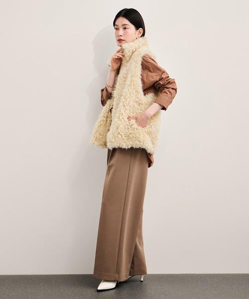 le cercle par rope フード付きキルティングファーベスト 美品 le cercle par rope フード付きキルティングファーベスト 美品